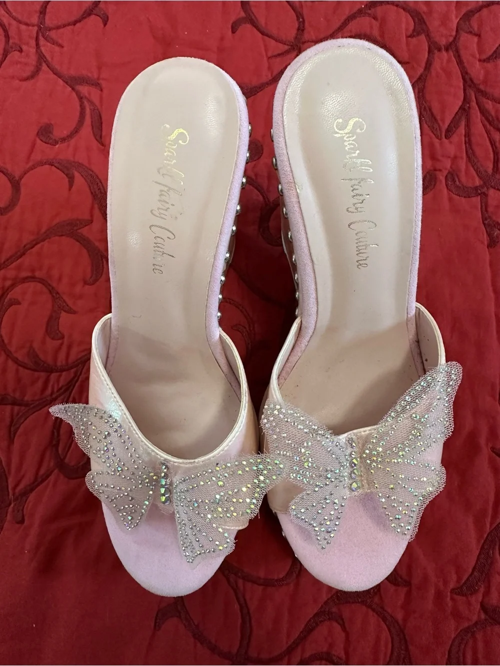 Sparkl Fairy Couture Women’s Pink Butterfly Wedge Heels